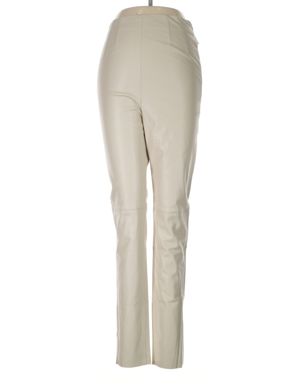 Zara NWT Cream Faux Leather Straight Leg Pants High Rise Pull On Medium